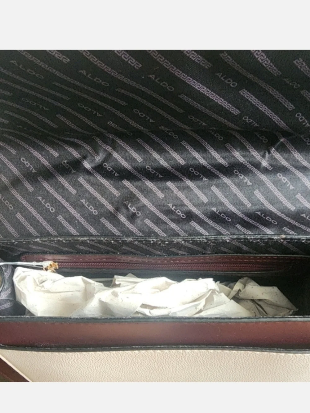 Aldo Women's Burgundy & Cream Top-Handle Handbag, MSRP $75, Vegan, NWOT - Picture 4 of 4